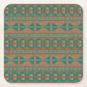 Geometrisches Muster der südwestlichsten Aquamarin Rechteckiger Pappuntersetzer (Vorderseite)