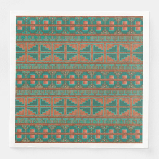 Geometrisches Muster der südwestlichsten Aquamarin Serviette (Vorderseite)