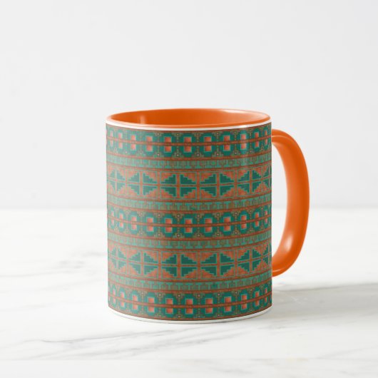 Geometrisches Muster der südwestlichsten Aquamarin Tasse (VorderseiteRechts)