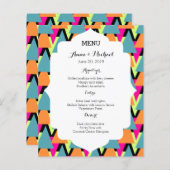 Geometrisches Muster des 80er-Hochzeitmenüs (Vorne/Hinten)