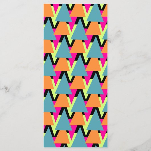 Geometrisches Muster des 80er-Hochzeitmenüs Menükarte (Rückseite)