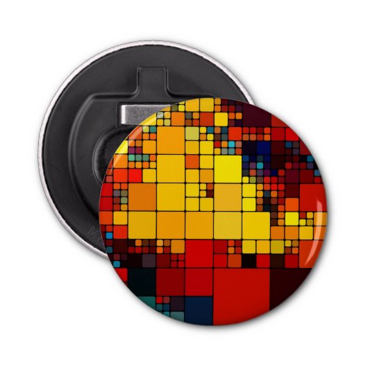 Geometrisches Muster des abstrakten vibrierenden Flaschenöffner (Vorderseite)