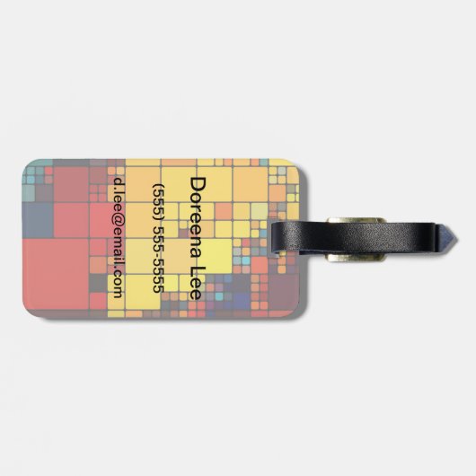 Geometrisches Muster des abstrakten vibrierenden Gepäckanhänger (Rückseite horizontal)