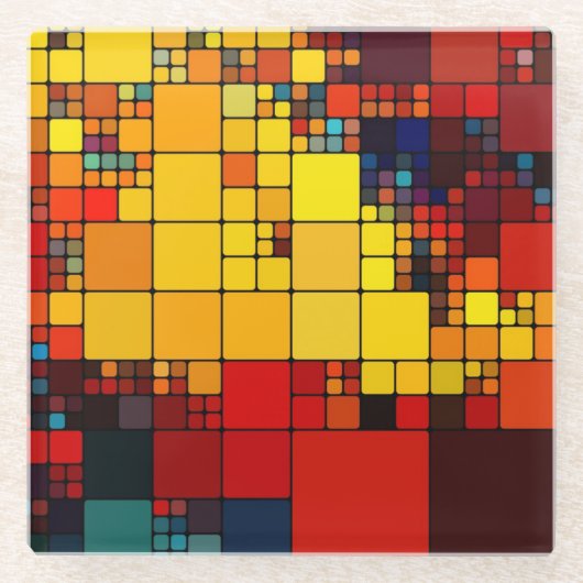 Geometrisches Muster des abstrakten vibrierenden Glasuntersetzer (Vorderseite)