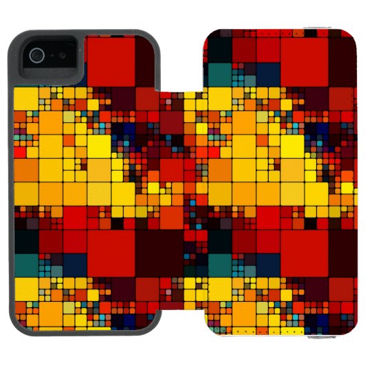 Geometrisches Muster des abstrakten vibrierenden Incipio iPhone Geldbeutel-Hülle (Folio Geöffnet)