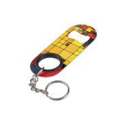 Geometrisches Muster des abstrakten vibrierenden Mini Flaschenöffner (Rückseite Schrägansicht)