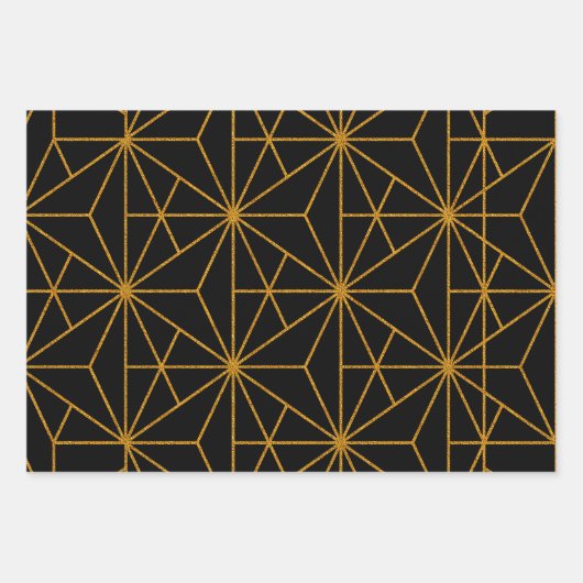 geometrisches Muster des Deko der Goldkunst Geschenkpapier Set (Vorderseite 3)