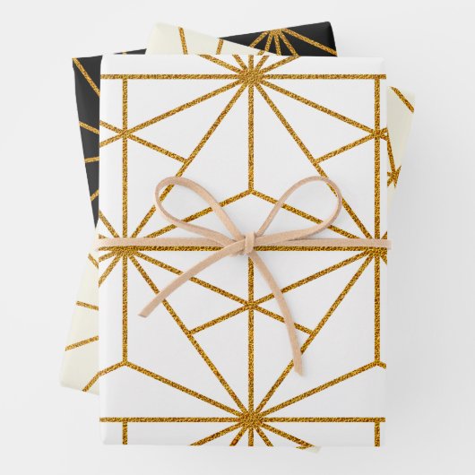 geometrisches Muster des Deko der Goldkunst Geschenkpapier Set (Beispiel)