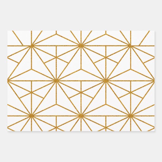 geometrisches Muster des Deko der Goldkunst Geschenkpapier Set (Vorderseite)