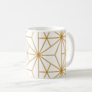 geometrisches Muster des Dekos aus Weiß und Goldku Kaffeetasse