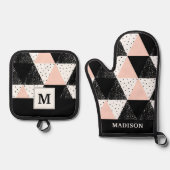 Geometrisches Muster des handgezeichneten Dreiecks Ofenhandschuh & Topflappen-Set (Vorderseite)