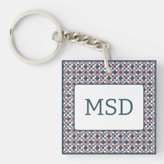 geometrisches Muster des Kaleidoskops, rosa Schlüsselanhänger (Vorderseite)