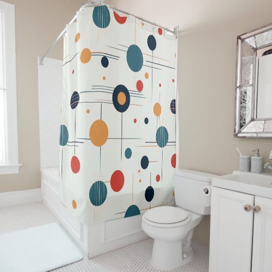 Geometrisches Muster des mittleren Jahrhunderts Duschvorhang (Beispiel)