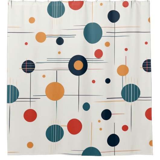Geometrisches Muster des mittleren Jahrhunderts Duschvorhang (Vorderseite)