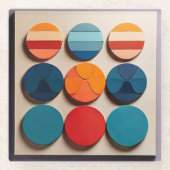 Geometrisches Muster des modernen Mittelzentrums Glasuntersetzer (Vorderseite)