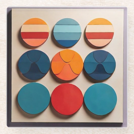 Geometrisches Muster des modernen Mittelzentrums Glasuntersetzer (Vorderseite)