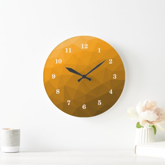 geometrisches Muster des Orangengrades Große Wanduhr (Zuhause)