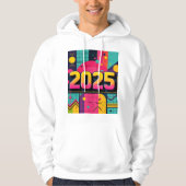 Geometrisches Muster des Retro-Pops Art 2025 Hoodie (Vorderseite)