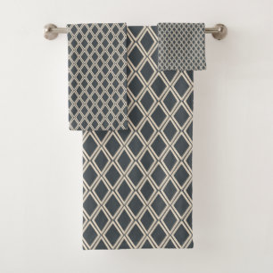 Geometrisches Muster des schicken dunkelgrauen Badhandtuch Set