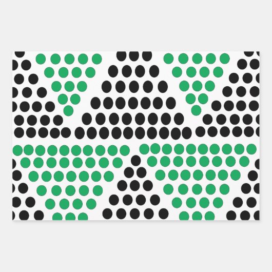 Geometrisches Muster des schwarzen grünen Dreiecks Geschenkpapier Set (Vorderseite 3)