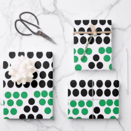 Geometrisches Muster des schwarzen grünen Dreiecks Geschenkpapier Set