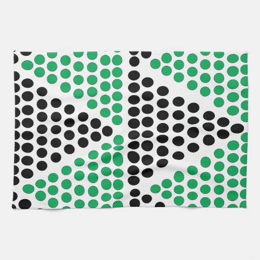Geometrisches Muster des schwarzen grünen Dreiecks Geschirrtuch (Horizontal)