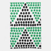 Geometrisches Muster des schwarzen grünen Dreiecks Geschirrtuch (Vertikal)
