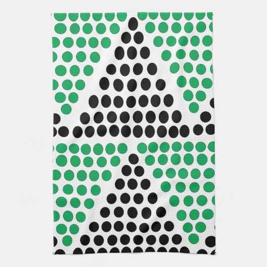 Geometrisches Muster des schwarzen grünen Dreiecks Geschirrtuch (Vertikal)