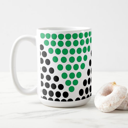 Geometrisches Muster des schwarzen grünen Dreiecks Kaffeetasse (Mit Donut)