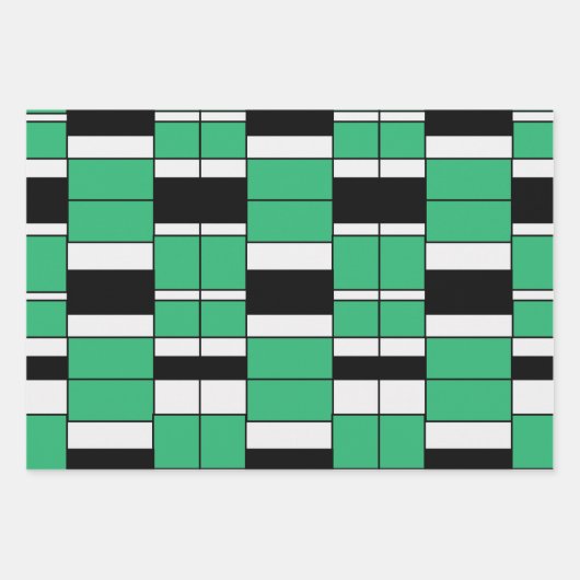 Geometrisches Muster des schwarzen grünen Mittelze Geschenkpapier Set (Vorderseite 3)