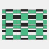 Geometrisches Muster des schwarzen grünen Mittelze Geschenkpapier Set (Vorderseite 2)