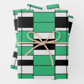 Geometrisches Muster des schwarzen grünen Mittelze Geschenkpapier Set (Beispiel)