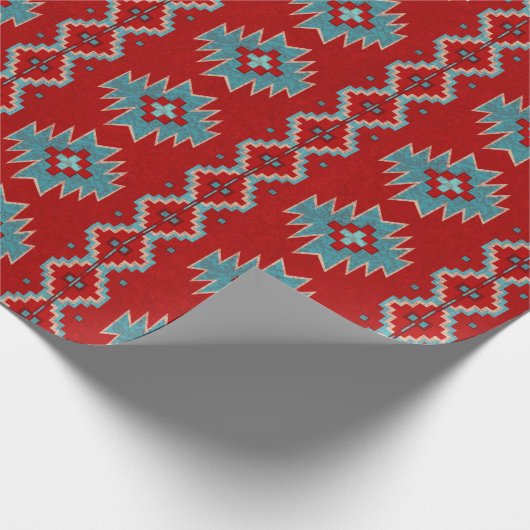 Geometrisches Muster des Südwestmesas, rot und tür Geschenkpapier (Ecke)