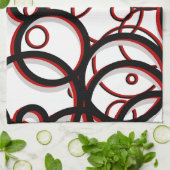 Geometrisches Muster des weißen, schwarzen und rot Geschirrtuch (Gefaltet)