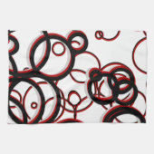 Geometrisches Muster des weißen, schwarzen und rot Geschirrtuch (Horizontal)