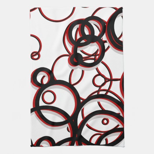 Geometrisches Muster des weißen, schwarzen und rot Geschirrtuch (Vertikal)