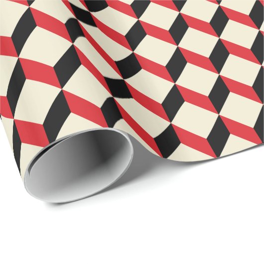 Geometrisches Muster des Würfels 3d - Retro Geschenkpapier (Rolleneckpunkt)