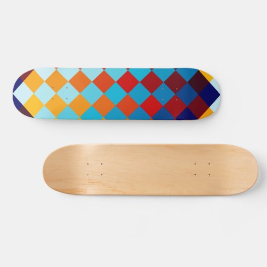 Geometrisches Muster farbiger Quadrate Skateboard (Horizontal)