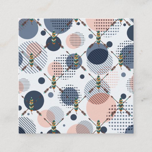 Geometrisches Muster | Feather Boho Pattern Quadratische Visitenkarte (Vorderseite)