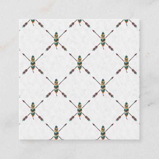 Geometrisches Muster | Feather Boho Pattern Quadratische Visitenkarte (Vorderseite)