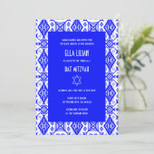 Geometrisches Muster Foto Bat Bar Mitzvah Einladung (Stehend Vorderseite)