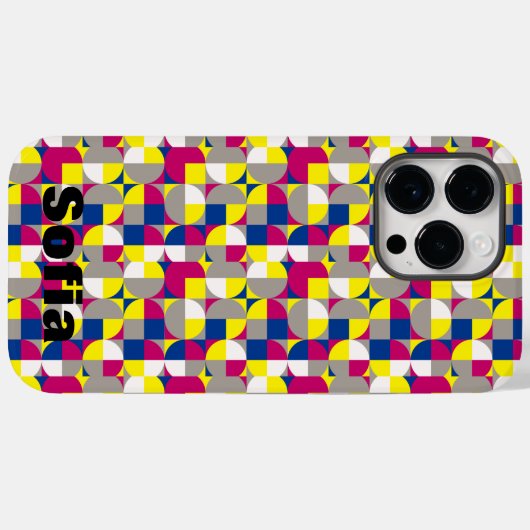 Geometrisches Muster Fuchsiengelb Case-Mate iPhone Hülle (Rückseite (Horizontal))