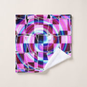 Geometrisches Muster für abstrakte Lila rosa Quadr Badhandtuch Set (Waschlappen)