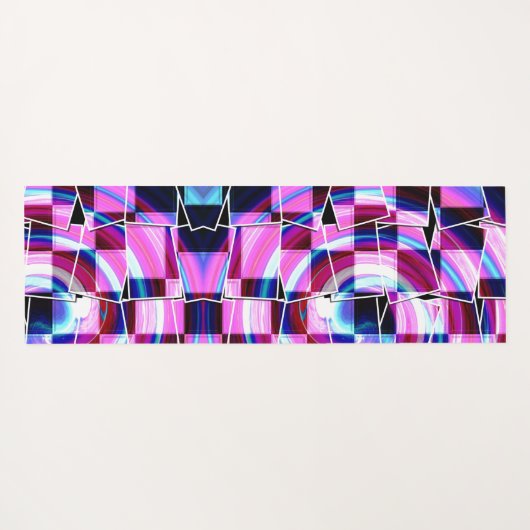 Geometrisches Muster für abstrakte Lila rosa Quadr Yogamatte (Rückseite (Horizontal))