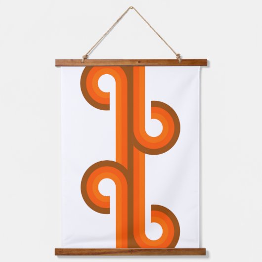 Geometrisches Muster für Abstrakte Wellenstreifen Wandteppich Mit Holzrahmen (Vorderseite)