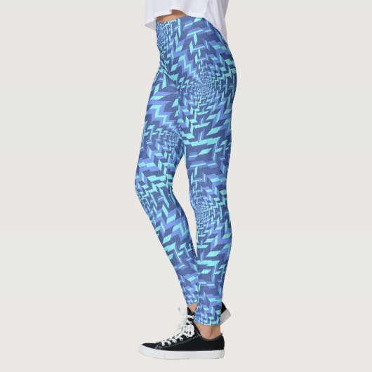 Geometrisches Muster für Blau und Aquamarine Leggings (Links)