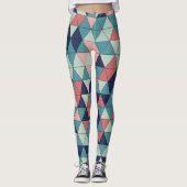 Geometrisches Muster für Blau und Rosa Leggings (Vorderseite)