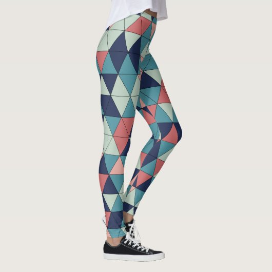 Geometrisches Muster für Blau und Rosa Leggings (Rechts)