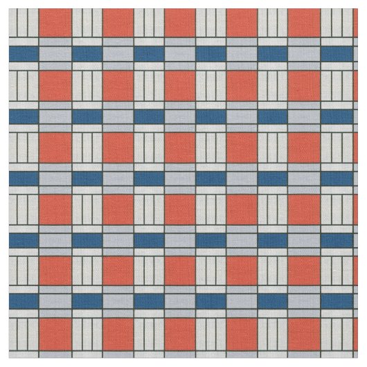 Geometrisches Muster für Blau und Rot Stoff (Nahaufnahme)