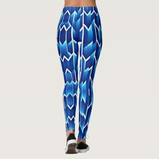 Geometrisches Muster für blaue Pfeile und Linien Leggings (Rückseite)